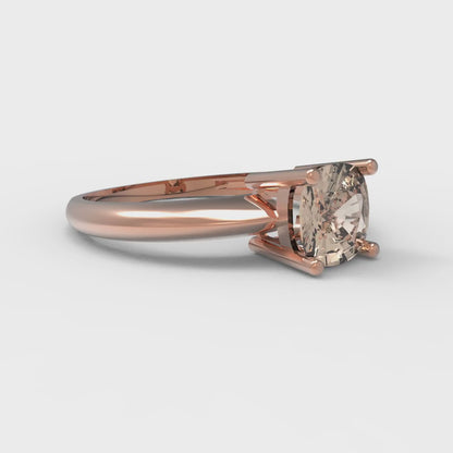 1 cttw Yellow Moissanite Solitaire  Engagement Ring - Solid Gold (Cushion Cut,6mm)