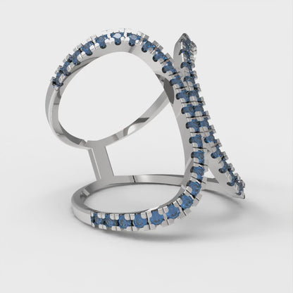 0.5 cttw Simulated Tanzanite Statement Engagement Ring - Solid White Gold (VVS1, Round Cut,1.3mm)