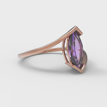 2 cttw Simulated Alexandrite Solitaire  Engagement Ring - Solid Gold (Marquise Cut,12x6mm )