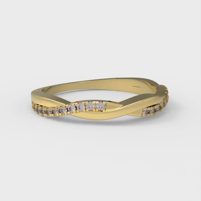 0.16 cttw Simulated Pink Diamond Round Cut Yellow Gold Eternity Wedding Band
