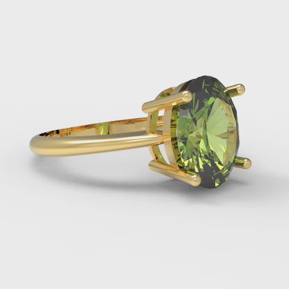 2.5 cttw Natural Peridot Solitaire  Engagement Ring - Solid Gold (Oval Cut,9.5x7.5mm)