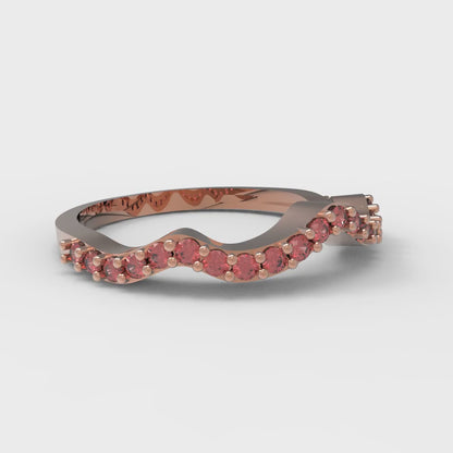 0.23 cttw Simulated Pink Tourmaline Round Cut Rose Gold Eternity Wedding Band