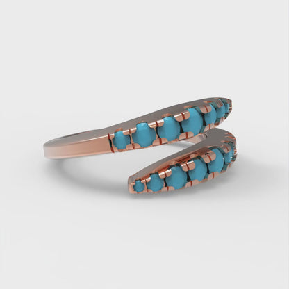 0.235 cttw Simulated Turquoise Round Cut Rose Gold Eternity Wedding Band