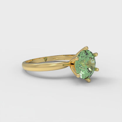 1.5 cttw Zirconia Simulated Green Diamond Solitaire  Engagement Ring - Solid Gold (VVS1, Round Cut,7.5mm)