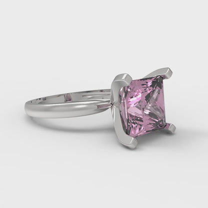 3 cttw Zirconia Simulated Pink Diamond Solitaire  Engagement Ring - Solid Gold (VVS1, Princess Cut,8.0mm)