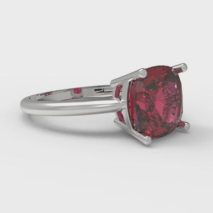 2.5 cttw Natural Garnet Solitaire  Engagement Ring - Solid Gold (Cushion Cut,8mm)