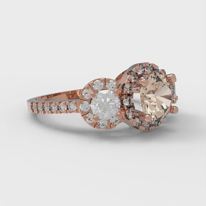 1.46 cttw Yellow Moissanite Three-Stone Engagement Ring - Solid Gold (Round Cut,6.0mm)