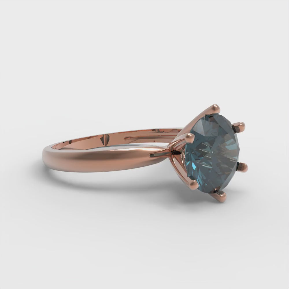 2 cttw Natural London Blue Topaz Solitaire  Engagement Ring - Solid Gold (Round Cut,8.0mm)