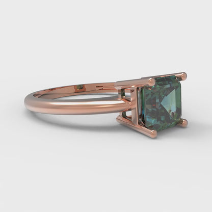 1 cttw Blue Moissanite Solitaire  Engagement Ring - Solid Gold (Asscher Cut,6mm)