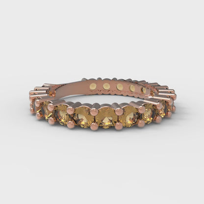 1.44 cttw Simulated Champagne Diamond Round Cut Rose Gold Eternity Wedding Band