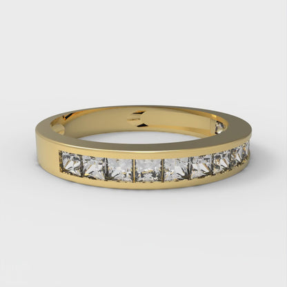 0.78 cttw Simulated Diamond Princess Cut Yellow Gold Eternity Wedding Band