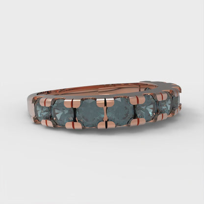 1 cttw Natural London Blue Topaz Round Cut Rose Gold Eternity Wedding Band
