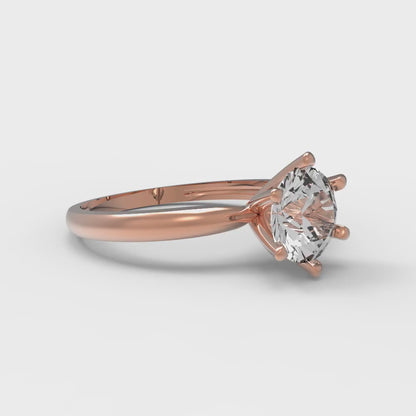 1 cttw Moissanite Solitaire  Engagement Ring - Solid Rose Gold (VVS1, Round Cut,6.5mm)