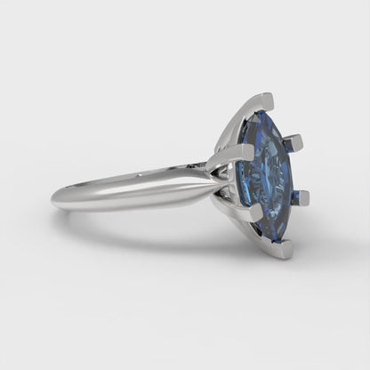 1 cttw Simulated Tanzanite Solitaire  Engagement Ring - Solid White Gold  (VVS1, Marquise Cut,10x5mm)