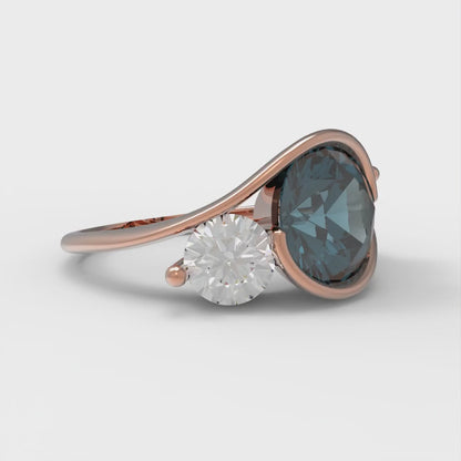 3.5 cttw Natural London Blue Topaz Three-Stone Engagement Ring - Solid Gold (Round Cut,8.0mm)