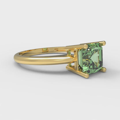 1 cttw Zirconia Simulated Green Diamond Solitaire  Engagement Ring - Solid Gold (VVS1, Asscher Cut,6mm)