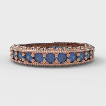 1.44 cttw Simulated Tanzanite Round Cut Rose Gold Eternity Wedding Band