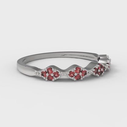 0.1 cttw Natural Garnet Round Cut White Gold Eternity Wedding Band