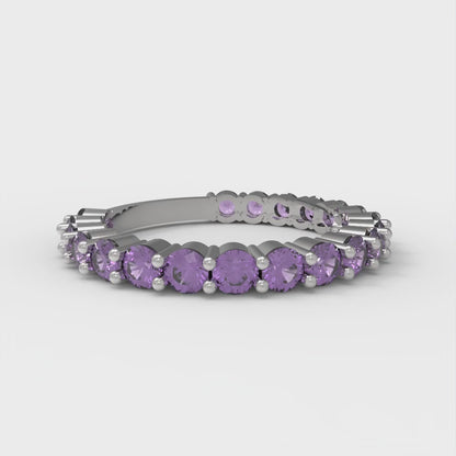 1.2 cttw Simulated Alexandrite Round Cut White Gold Eternity Wedding Band