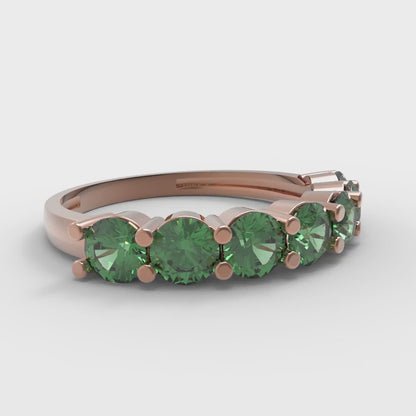 1.19 cttw Simulated Emerald Round Cut Rose Gold Eternity Wedding Band