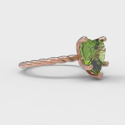 2 cttw Natural Peridot Solitaire  Engagement Ring - Solid Gold (Heart Cut,8.0mm)