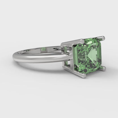 2 cttw Zirconia Simulated Green Diamond Solitaire  Engagement Ring - Solid Gold (VVS1, Asscher Cut,7.0mm)