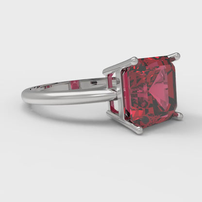 2.5 cttw Simulated Pink Tourmaline Solitaire  Engagement Ring - Solid White Gold (VVS1, Asscher Cut,8.0mm)