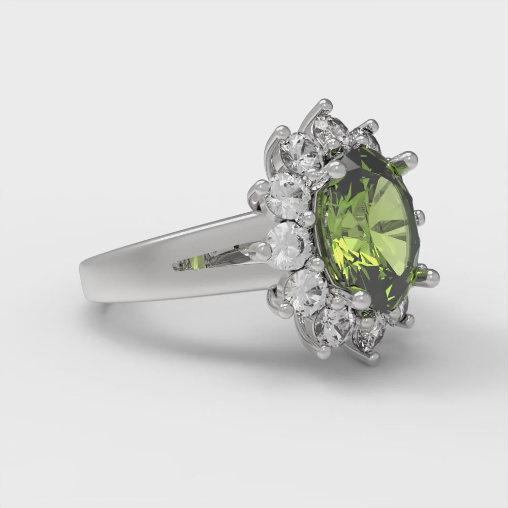 2.72 cttw Natural Peridot Hidden Halo Engagement Ring - Solid Gold (Oval Cut,9x7mm)