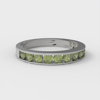0.39 cttw Natural Peridot Round Cut White Gold Eternity Wedding Band