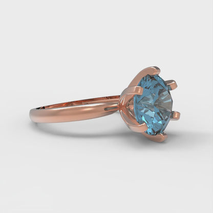 3 cttw Natural Aquamarine Solitaire  Engagement Ring - Solid Gold (Round Cut,9.0mm)