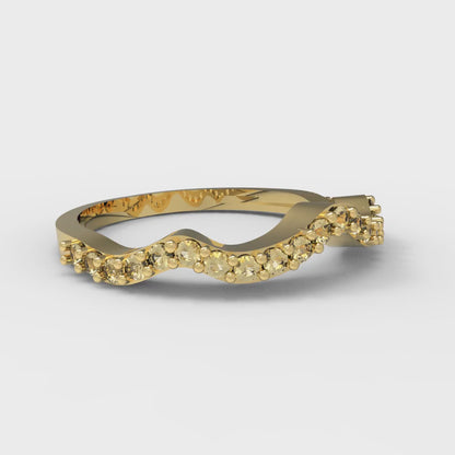 0.23 cttw Natural Citrine Round Cut Yellow Gold Eternity Wedding Band