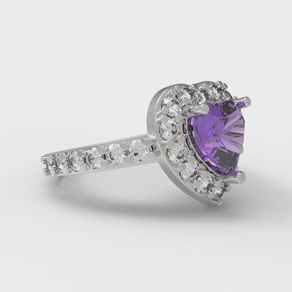 2.03 cttw Simulated Alexandrite Hidden Halo Engagement Ring - Solid Gold (Heart Cut,7.0mm)