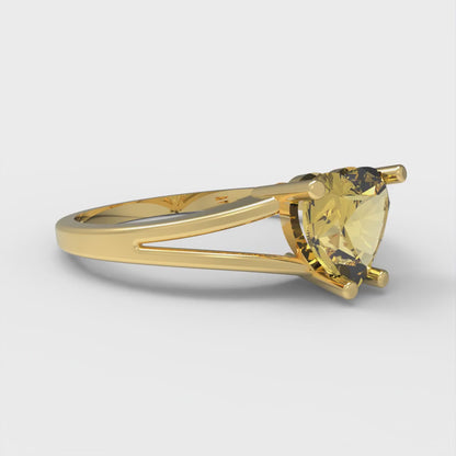 1 cttw Natural Citrine Solitaire  Engagement Ring - Solid Gold (Heart Cut,6.5mm)