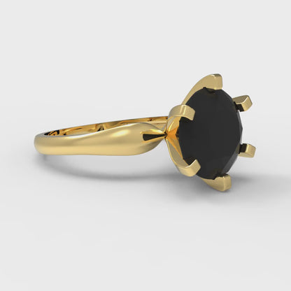 2.5 cttw Natural Onyx Solitaire  Engagement Ring - Solid Gold (Round Cut,8.5mm)