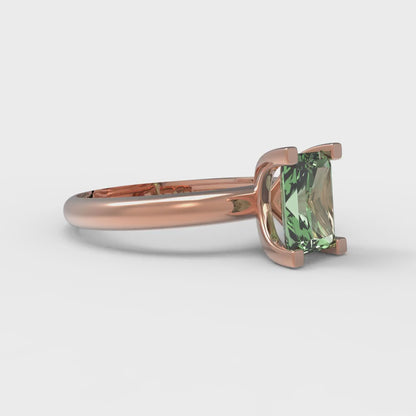 1 cttw Zirconia Simulated Green Diamond Solitaire  Engagement Ring - Solid Gold (VVS1, Emerald Cut,7X5mm)