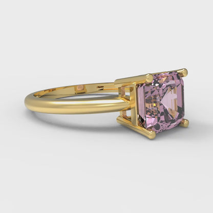 1.5 cttw Zirconia Simulated Pink Diamond Solitaire  Engagement Ring - Solid Gold (VVS1, Asscher Cut,6.5mm)