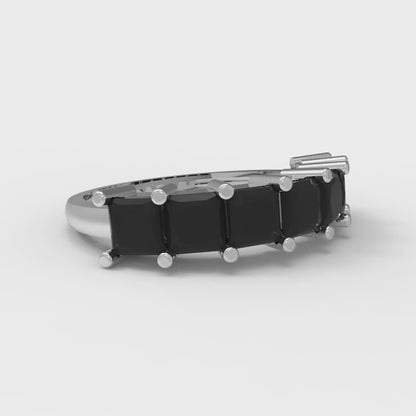 1.75 cttw Natural Onyx Princess Cut White Gold Eternity Wedding Band