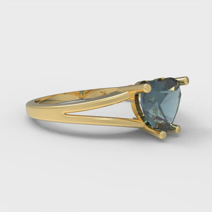 1 cttw Natural London Blue Topaz Solitaire  Engagement Ring - Solid Gold (Heart Cut,6.5mm)