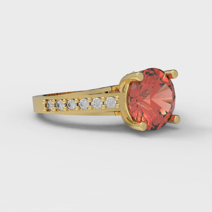 2.21 cttw Zirconia Simulated Red Diamond Solitaire with Zirconia Simulated Diamond Accents Engagement Ring - Solid Gold (VVS1, Round Cut,8.0mm)