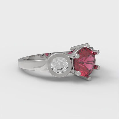 1.72 cttw Natural Garnet Three-Stone Engagement Ring - Solid Gold (Round Cut,6.5mm)