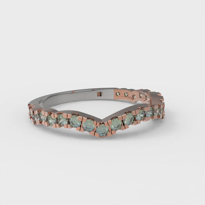 0.36 cttw Blue Moissanite Round Cut White/Rose Gold Eternity Wedding Band