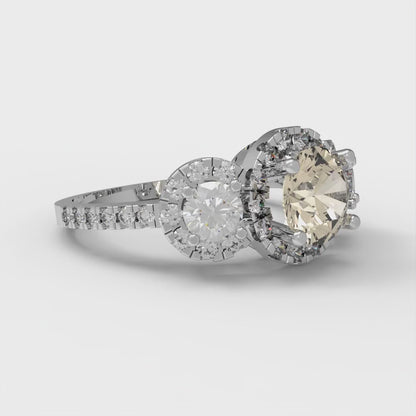 1.46 cttw Natural Morganite Three-Stone Engagement Ring - Solid Gold (Round Cut,6.0mm)