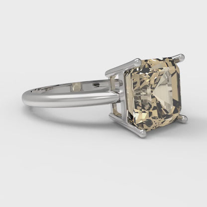 2.5 cttw Natural Morganite Solitaire  Engagement Ring - Solid White Gold (VVS1, Asscher Cut,8.0mm)