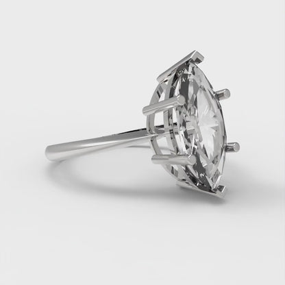 2.5 cttw Zirconia Simulated Diamond Solitaire  Engagement Ring - Solid Gold (VVS1, Marquise Cut ,13x6.5mm)