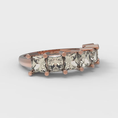 1.75 cttw Natural Morganite Princess Cut Rose Gold Eternity Wedding Band