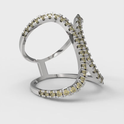 0.5 cttw Zirconia Simulated Yellow Diamond Statement Engagement Ring - Solid White Gold (VVS1, Round Cut,1.3mm)