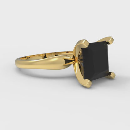 2.5 cttw Natural Onyx Solitaire  Engagement Ring - Solid Yellow Gold (VVS1, Princess Cut,8.5mm)