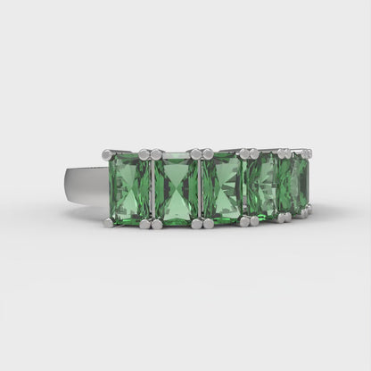 2.61 cttw Simulated Emerald Emerald Cut White Gold Eternity Wedding Band