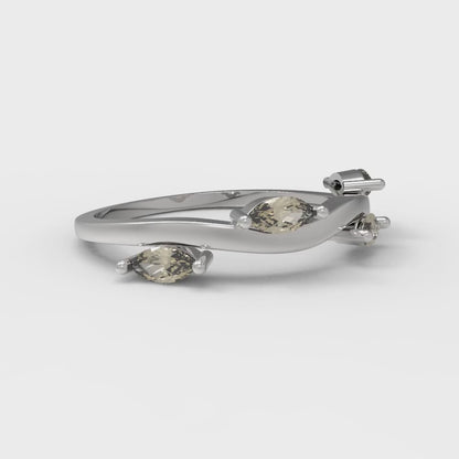 0.4 cttw Natural Morganite Marquise Cut White Gold Eternity Wedding Band