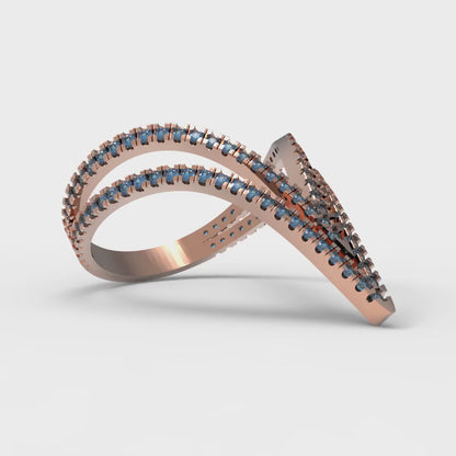 0.525 cttw Simulated Tanzanite Statement Engagement Ring - Solid Rose Gold (VVS1, Round Cut,1.0mm)